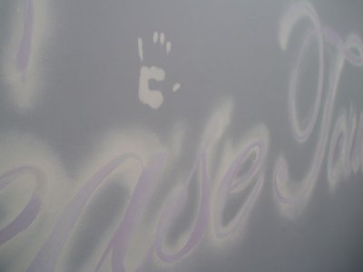 close up grey text, cursive