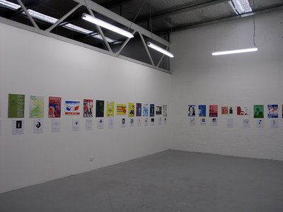 colourful posters across middle of walls