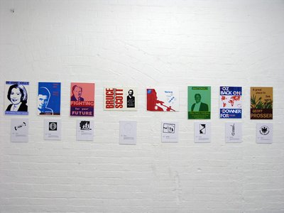 blue, red, green posters feature
