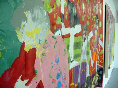 close of coloured red painting