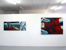 two paintings bodies blue and red mood