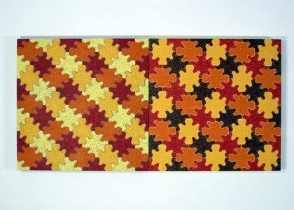 warm sunny patterns, intricate puzzle shapes