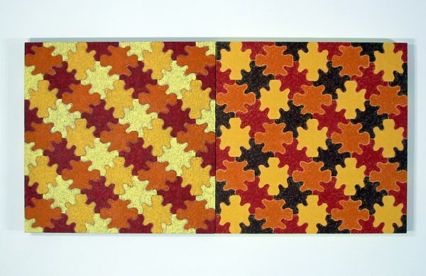 warm sunny patterns, intricate puzzle shapes