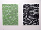 long patterns, tightly woven. One is green, one is black