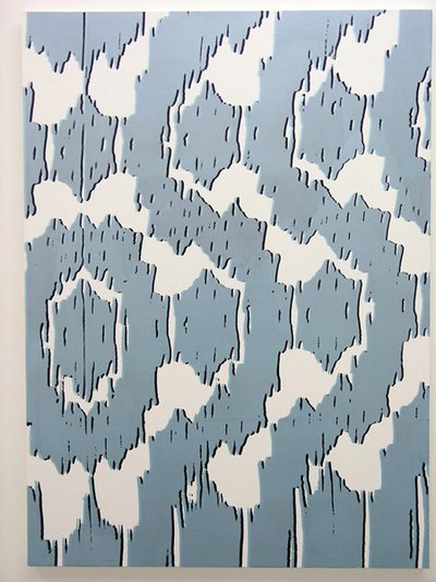 pattern is light blue and a bit like a prickly caterpillar moving