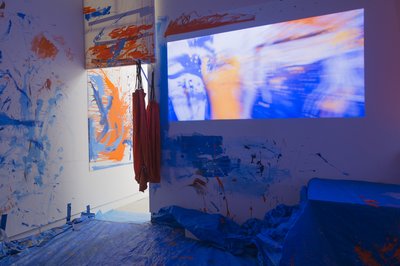 Henry Jock Walker, Somethingly in action, 2013, video, paint, tarp, dimensions variable. Courtesy the artist.