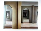 delicate painting of archways, muted palette